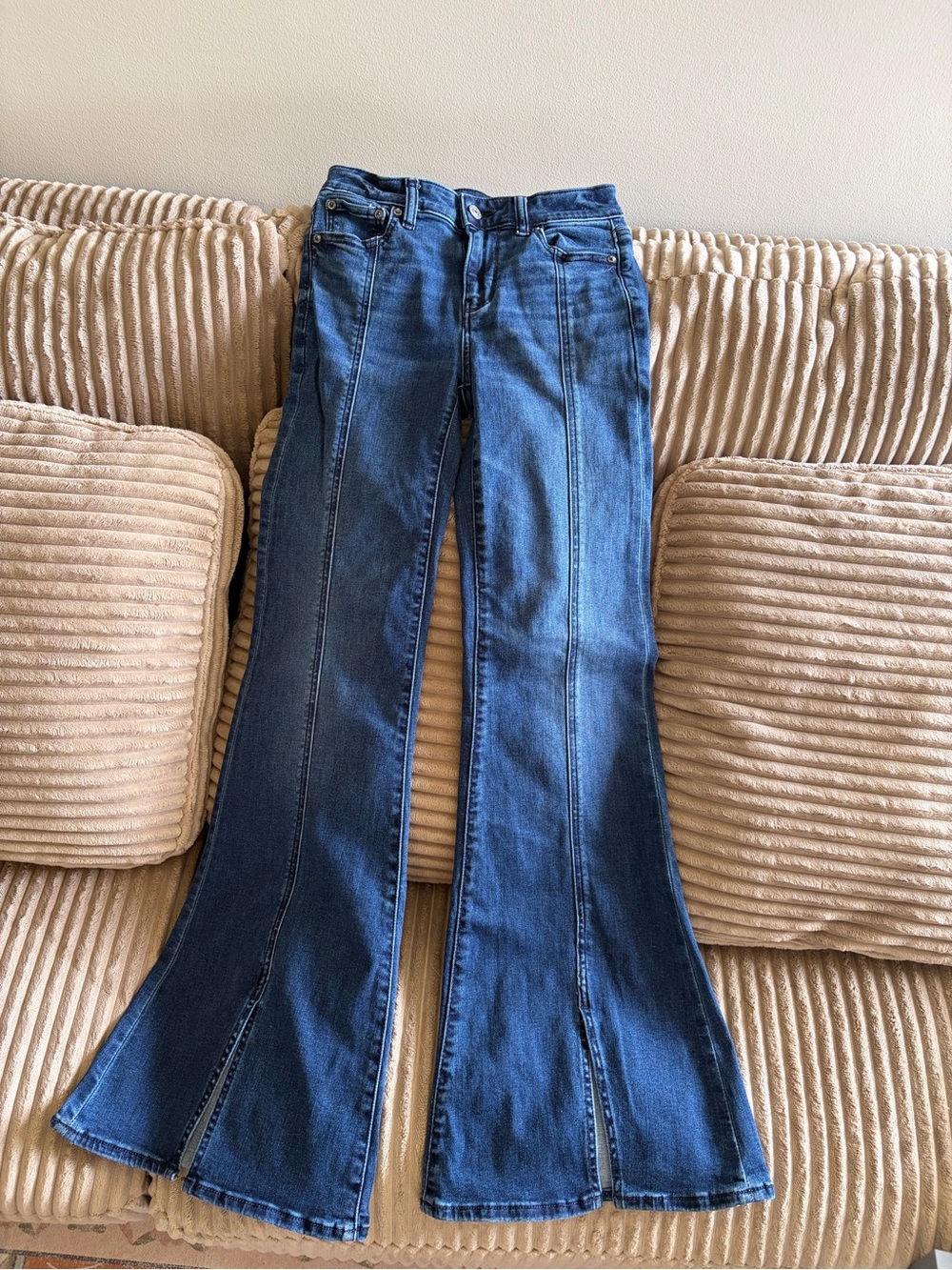 American Eagle Outfitters Blue Flare Jeans - Center Seam Detail